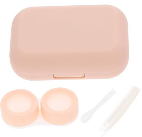 LOLIPPYY Leichtes und Feines Kontaktlinsen Behälter Satz aus Glas und Abs mit Doppeltem Aufbewahrungsfach für Outdoor Gebrauch und Bequeme Tragbarkeit im Alltag