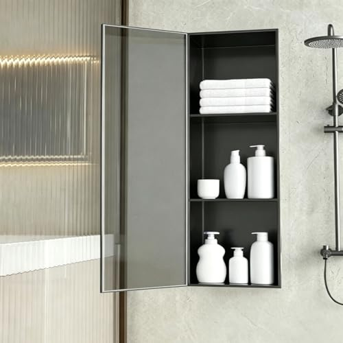 DHOKLMCEQ Recessed Wall Niche With Door Black Shower Storage Cabinet Organizer for Bathroom Remodel Wall Mounted Multipurpose Storage Rack