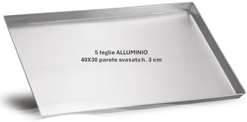 TEGLIA RETTANGOLARE 40 X 30 IN ALLUMINIO BORDO 3 CM - SET 5 PEZZI