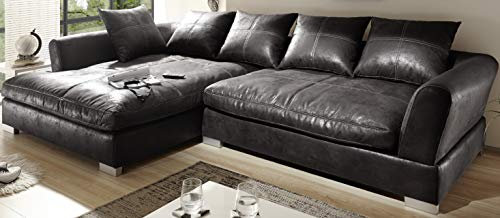 Reboz Big Sofa Ecksofa vintage Braun Schwarz Ausrichtungen (Vintage Schwarz, links)