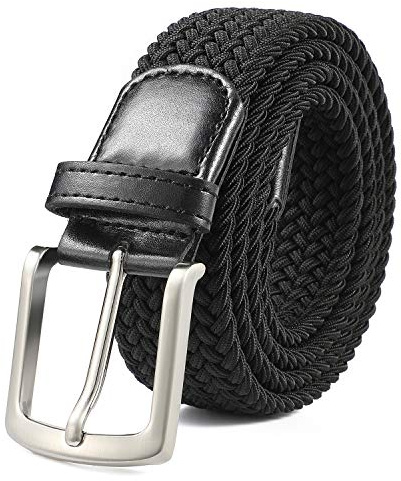 Herrbälte, elastiskt bälte, tygbälte kvinnor uni färg 3,5 cm brett bälte för jeansbyxor med nickelfritt metallspänne Bälte unisex