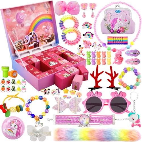 Advent Calendar 2025 Girls, Unicorn Gifts for Girl 24 Days Xmas Count Down Box, Countdown Calendar Surprises for 4 5 6 7 8 9 10 11 12 year old Girls, Christmas Gifts for Kids