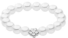 Purelei Shiny Bloom Anello (oro, argento, oro rosa), impermeabile, elastico da donna in perle, elegante anello con perline Seashell, regalo da donna, diverse misure, M/L, Acciaio inossidabile