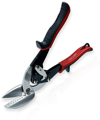 CCLIFE Blechschere Cr-Mo gerade blechschere Extra-Robust 260mm lang, stark und wendig, Max. Schnittstärke: 2 mm, blechscheren für Blech, Aluminium, Leder, Kupfer, Linker