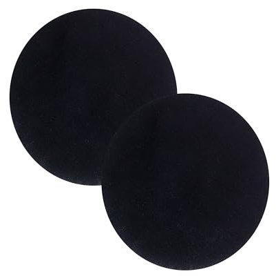 Alfombra de Piel sintética Alfombra de salón - Alfombra de Pelo Alto - Accesorio de Piel de Cordero - Alfombra Decorativa 2 Piezas Negra Redonda Ø 35 cm