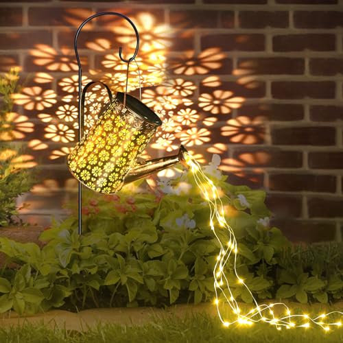 ACAREY Solarleuchten Outdoor Gießkanne Solarlampen für Außen Garten mit LED Lichterketten, Solar Außenleuchten, Wasserdicht Blüten Garten Pfahl für Rasen, Terrasse, Wege Rasenflächen Gartendeko