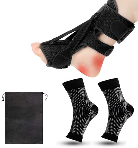 Roinaid Bandage pour le tendon d'Achille pour fasciite plantaire - Livré avec 1 chaussette pour fasciite et poche à cordon de serrage - Convient pour la tendinite d'Achille, la faiblesse du lève-pied,