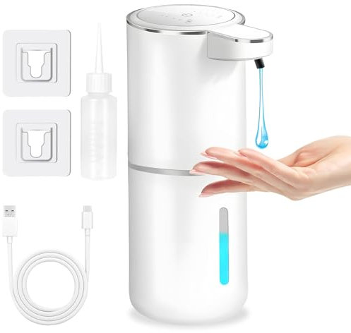 SaiXuan Automatischer Seifenspender – 380ml Fassungsvermögen, USB C Wiederaufladbarer Akku, mit 4 einstellbare Stufen,IPX5 Wasserdicht für Bad, Küche, Büro und öffentliche Bereiche (Gel)