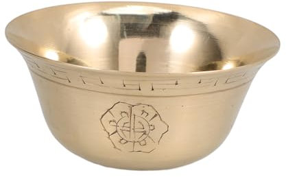 QUMIIRITY Brass Holy Water Offering Cup for Buddhist Worship Vintage Water Bowl for Rituals for Temples and Home Decor Brass Design