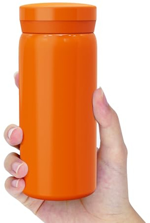 Linkidea Bouteille d’eau mini 6,8 oz (200 ml), acier inoxydable isolé sous vide pour boissons chaudes & froides, petite bouteille anti-fuite pour sac, pochette et poche (Orange)