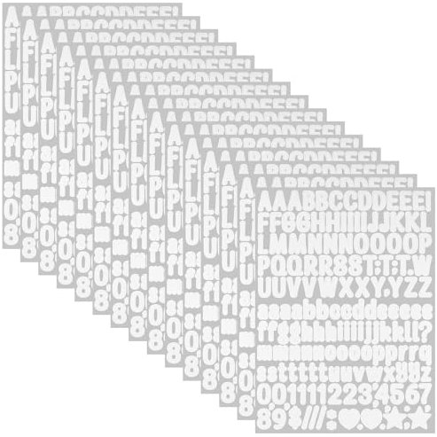 15 Blätter Klebebuchstaben Weiß, 1/2 Zoll Selbstklebendes Vinyl Buchstaben-Zahlen Kit