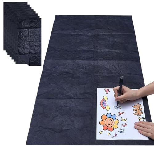 Umsoxhy 8 Blatt Großes Kohlepapier zum Durchpausen, 41 X 20 Schwarzes Graphit-Transferpapier, Gewachstes Kohle-Transferpapier