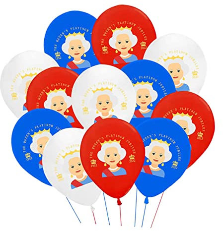 KOMBIUDA 40 Stück Britische Königin Ballon Ballons Dekorationen Jumbo Ornamente Blaue Ornamente Platin Requisite Jubiläumsballon Partyballon 2022 Platin Ballon Emulsion