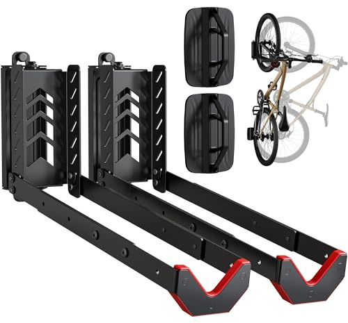 monTEK Swivel Bike Wall Mount, No-Lift Bike Rack, Adjustable Bike Hanger, Fits 16-29 Tyres, Holds Up to 35kg, Foldable Wall Mount for Space-Saving Bicycle Storage, Easy to Load and Unload, 2 Pack