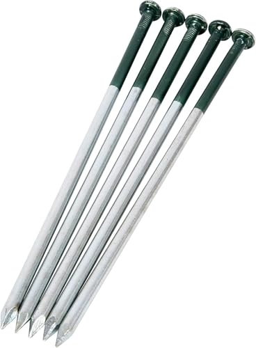 Cobenga 100 Stück robuste Kunstrasennägel, 5 mm x 150 mm, verzinkte Rundkopfnägel, halbgrüne Kunstrasennägel, Kunstrasennägel zur Befestigung von Kunstrasen für Harte oder steinige Böden