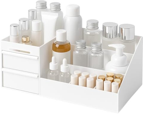 Makeup Organizer Storage with Drawers Multifunction Organizer Makeup Box Easy Storage Lipstick Dresser Skincare for Bedroom Bathroom