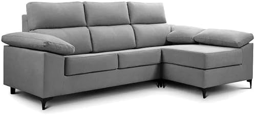 Shiito | Sofá CONTESSINA de 4 Plazas con Chaiselongue | Diseño Elegante y Práctico | 255 cm de Ancho - Color Gris Perla