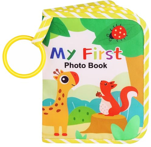Aolso Album Nascita per Bambini e Neonati, Libro Fotografico in Tessuto Morbido, Libro dei Ricordi per Bambini può Contenere 17 Foto-Animali Terrestri