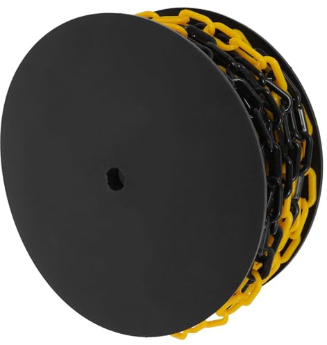 Warnkette aus Kunststoff 1 Rolle Schwarz Gelb 6mm für Absperrung | 82 Fuß Länge, Wetterbeständig und Leicht, für Öffentliche Events und Lagerbetrieb