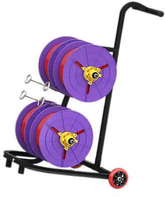 Industrial Heavy Duty Wire Spool Rack with Wheels, Portable Multi-Reel Cable Distributor for Workshop & Construction Site, 4 Reel Capacity, Easy Mobility & Storage Space Saver