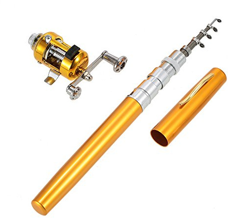 Lixada Fishing Rod Reel Combo Kit Set Pen Fishing Rob Portable Pocket Pen Fishing Rod Pole Telescopic Fishing Rods with Aluminum Fishing Reel
