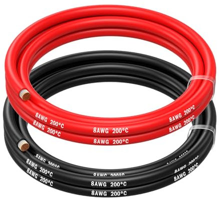 MMOBIEL AWG Cavo Elettrico Silicone - 2 Fili Separati Rosso e Nero Ciascuno per RC, Droni, Stampanti 3D, Batterie, Cavi Oratori, Strisce LED (8 Awg, 1,5m)