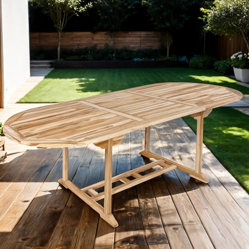 SAM Gartentisch Aruba 180-240x100 cm Teakholz Ausziehtisch | massiv, mit Schirmloch & Einlegeplatte, Holztisch für, Wintergarten oder Terrasse, pflegeleichtes Unikat aus Massivholz