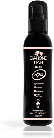 Diamond Hair Keratin Haarglättung + Shea Butter, Arganöl, Kollagen - Hitzeschutz und Nähreffekt für geschmeidiges Haar: Haarmaske für sehr trockenes Haar mit glänzendem Effekt Keratin Haarkur