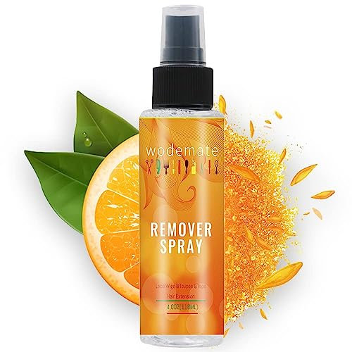 wodemate Tape in Extension Remover Fast Acting,Glue Remover Spray for Lace Wigs, Removes Adhesive Solvent, Hair Glue,Toupees,Double Sided Extension Tape(White,118 ml)