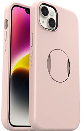 OtterBox iPhone 14 Plus (Only) OtterGrip Symmetry Series Case - MADE ME BLUSH (Pink), built-in grip, sleek case, snaps to MagSafe, raised edges protect camera & screen