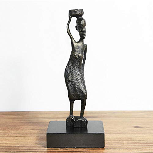 Afrikanische Charakterskulptur aus Gusseisen Dekoration Abstrakte Schwarze Bronzefigur Skulptur Kunstwerk 95 65 20 cm (Color : A)