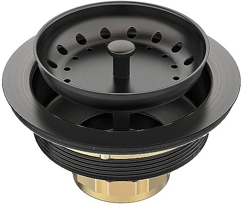 BOTEMY Stainless Steel Bronze Sink Drain Strainer Kit 3-1/4 inch Kitchen Drain Assembly with Metal Center Knob Basket Stopper Replacement for Standard Kitchen Sinks, Oil Rubbed Bronze