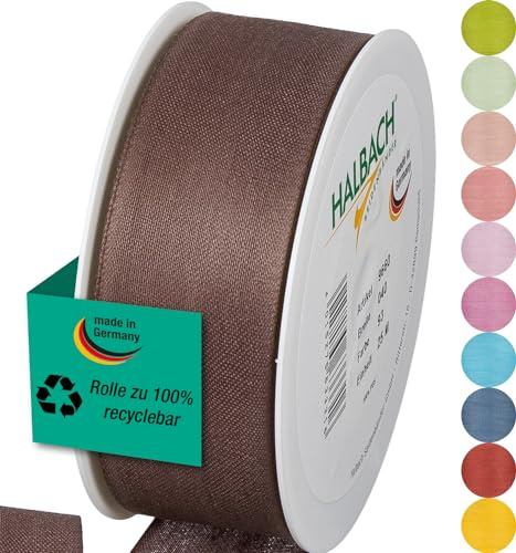 Halbach sidenband presentband | Bredd 40 mm längd 25 m | Band tillverkat i Tyskland | Presentband i olika färger och bredder, perfekt för förpackning och dekoration, färg: mörkbrun
