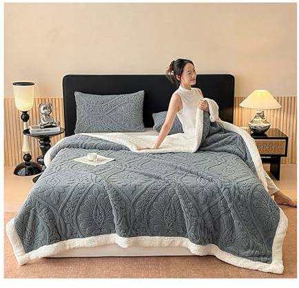 AMSOAN Premium warme Bettlaken ohne Gummizug Cashmere-Touch Betttuch Fleece Haustuch Flanell Laken ohne Gummi aus Microfaser Größen (Color : Gray(Grey), Size : 200x230cm), AMSOAN