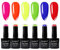 Néon Vernis Semi Permanent, 6 Couleurs Vert Orange Bleu Rose Lot Vernis Gel Manucure Soak Off UV/LED Semi-permanent Manucure Kit Salon De Manucure DIY Pour Femmes, Longue Durée