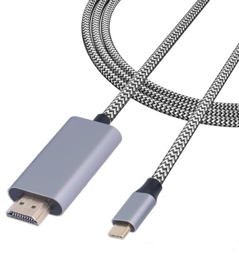 REY Cable HDMI 4K Macho a USB Tipo C Malla Reforzada Trenzado Anti Enredos, 3m