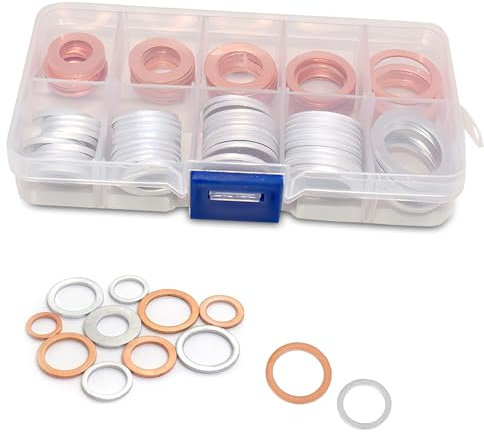 jokormo 100 Stück Auto-Ölwannen-Ablaufschraubendichtungs-Kombinationssatz, HG98/HG99/HG139/HG141/HG142/HG145/HG146/HG147/HG148/HG149 Ablaufstopfen-Dichtung, wiederverwendbares Zubehör, für die meisten