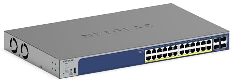 NETGEAR (GS728TXP) Smart Switch Web manageable Gigabit Ethernet PoE 28 Ports, avec 24 Ports PoE+ 190W, 2 Ports SFP+ 10 Gigabit, Administration Cloud Insight, Mur ou Rack
