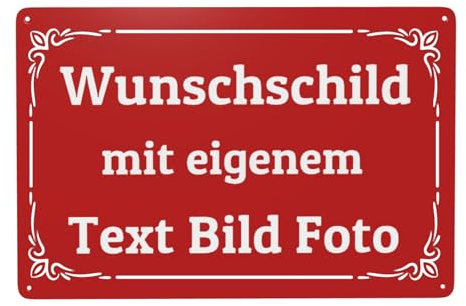 CCZUIML Schilder Selbst Gestalten, Wunschtext Schild, Personalisiert mit Text/Name/Foto/Logo/Schrift für Garage, Hotel, Parkplatz, Schule, Carport, Firma, Garten, Wohnadresse