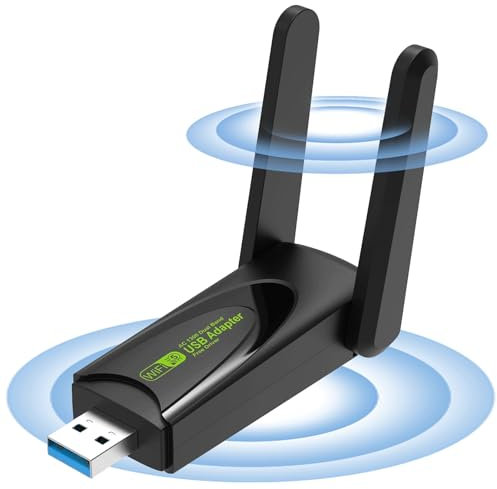 Generic - Adaptador WiFi inalámbrico USB para PC, Desktop 1300 Mbps, doble antena 5Dbi 5G/2.4G USB 3.0, adaptador de red Dual Band Adaptador WiFi USB para PC, Wireless Adapter for