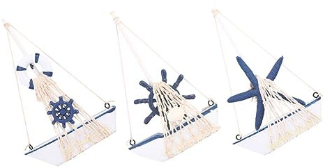 Yardenfun 3stücke Teiliges Segelboot Modell Mediterranes Holzschiff Deko Nautische Wohnaccessoires Für Wohnzimmer Schlafzimmer Und Büros Retro Design Mit Steuerrad Rettungsring Und