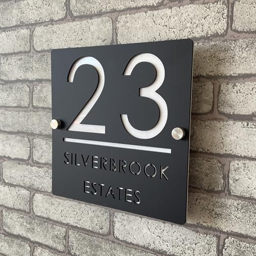 Placa de Número de Casa Personalizada 3D en Acrílico Negro y Blanco, Números Flotantes, Señalización Resistente al Clima para Puerta Interior y Exterior, Ideal para Hogar, Hotel, Apartamento, Tienda