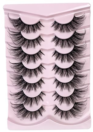 Laizego Fox Eye Lashes Natural Look Wispy Fluffy Faux Mink Lashes Soft Faux Dramatic Clear Band Eyelashes Pack 7 Pairs (XF10)