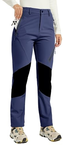 WILLIT Damen Schneehose Thermohose Gefüttert Wanderhose Fleece Wasserdicht Softshellhose Skihose Warm Trekkinghose Winter Outdoorthose Isoliert Kaltes Wetter