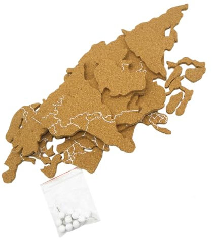 SECFOU Selbstklebende Korkplatte Mit Weltkarte-design Kork-nachrichtentafel Für Hauswand Dekorative Kork-pinnwand Zum Anbringen Von Fotos Und Notizen Aus Hochwertigem Korkmaterial Für