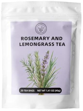 HANGFANGLING Thé Au Romarin Et à La Citronnelle, Favorise La Digestion, Calme Et Détend, Aide à Dormir, Soulage L'anxiété, Soins De La Peau, Thé Cadeau (20 Sachets)