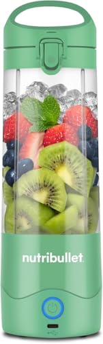 nutribullet Portable NBP003LG, Blender Portable avec tasse de 475ml, 4 lames, tasse en Tritan, + 15 cycles d'utilisation, Chargement USB-C, Couleur Vert Clair