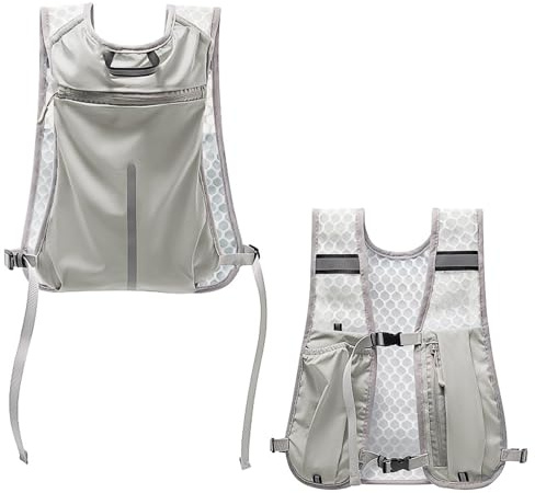 WJUAN Gilet da Corsa Uomo/Donna - Leggera Pettorina Running con Portaborraccia (500ml), Strisce Riflettenti - Zaino da Corsa Regolabile per Jogging, Escursionismo