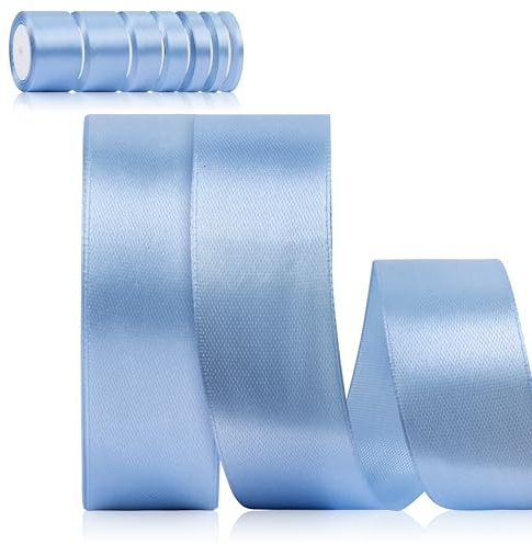 Foshird Satinband Blau 25mm x 22m Geschenkband Breit Schleifenband Hochzeit Polyester Bänder zum Basteln Dekoband für Geschenkverpackung Geburtstag DIY -Hellblau