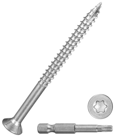 DTGN 100Pack #10x2-1/2 Deck Wood Screws kit 410 Stainless Steel Silver | Wood Screws Epoxy-Coated Decking Screws W/ T25 Torx Star Drive Bit,Good for Decks,Fences,Frames,Farms,Outdoor Furniture